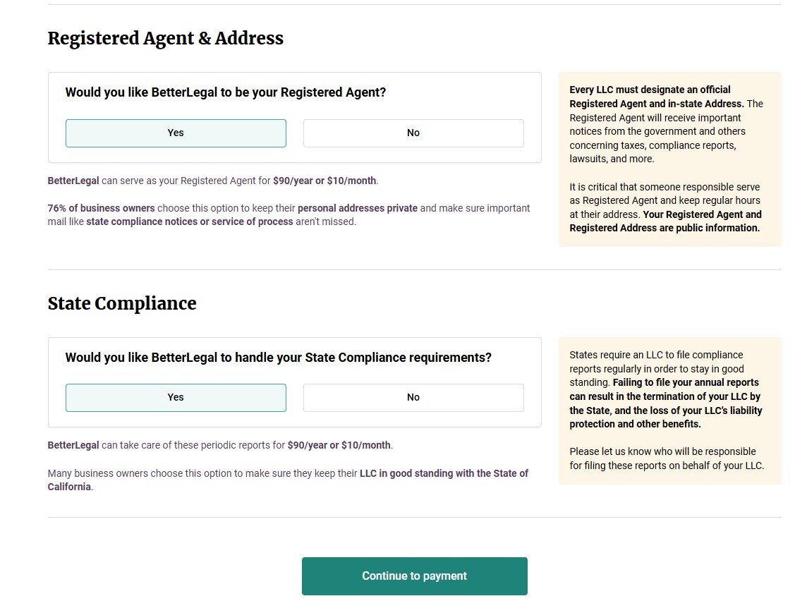 BetterLegal Business Registration in the USA
