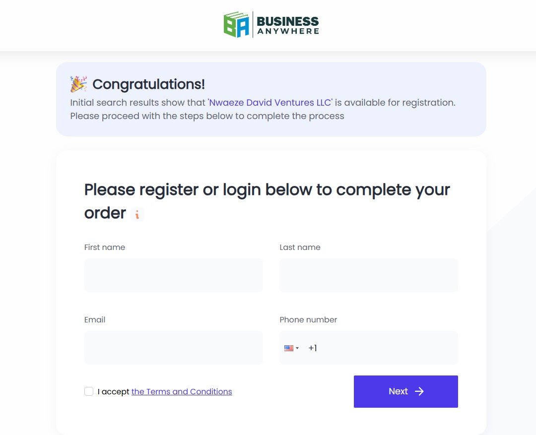 Business Anywhere Business Registration