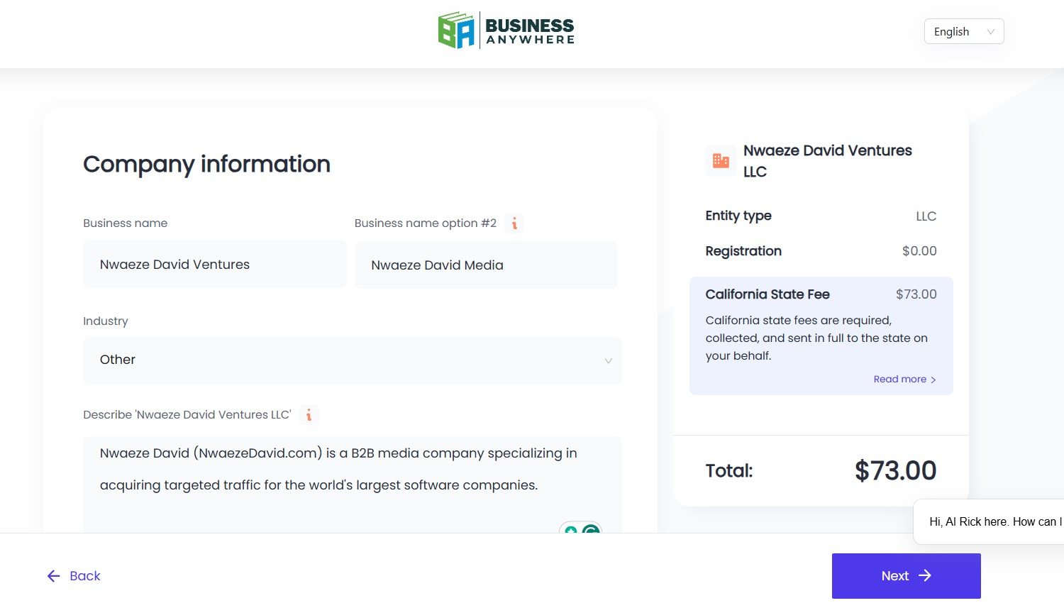 Business Anywhere Business Registration
