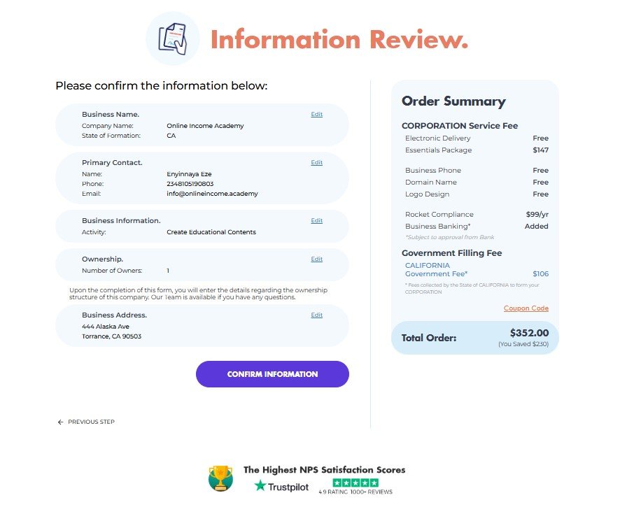 Business Rocket Business Registration in the USA