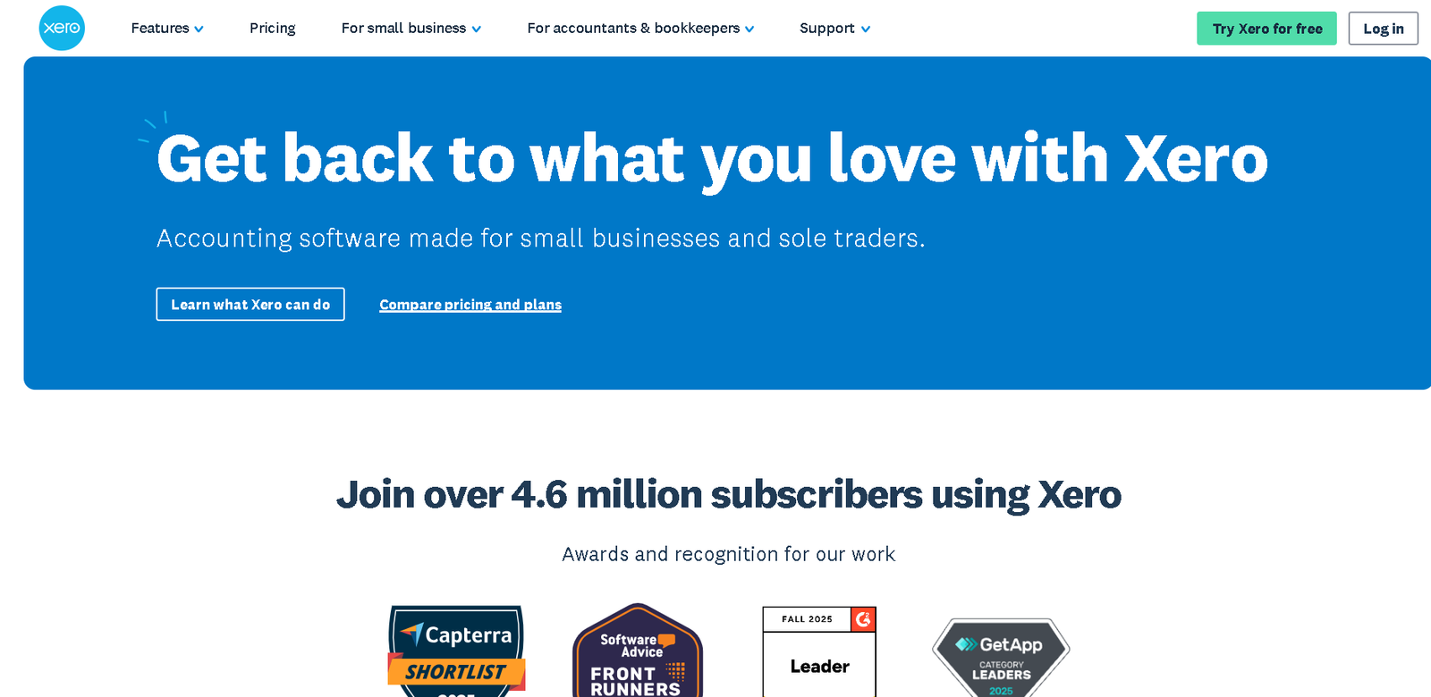 xero home page Xero Review