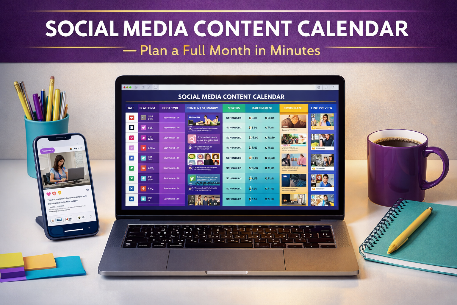 Social Media Content Calendar Template 1 Social Media Content Calendar Template
